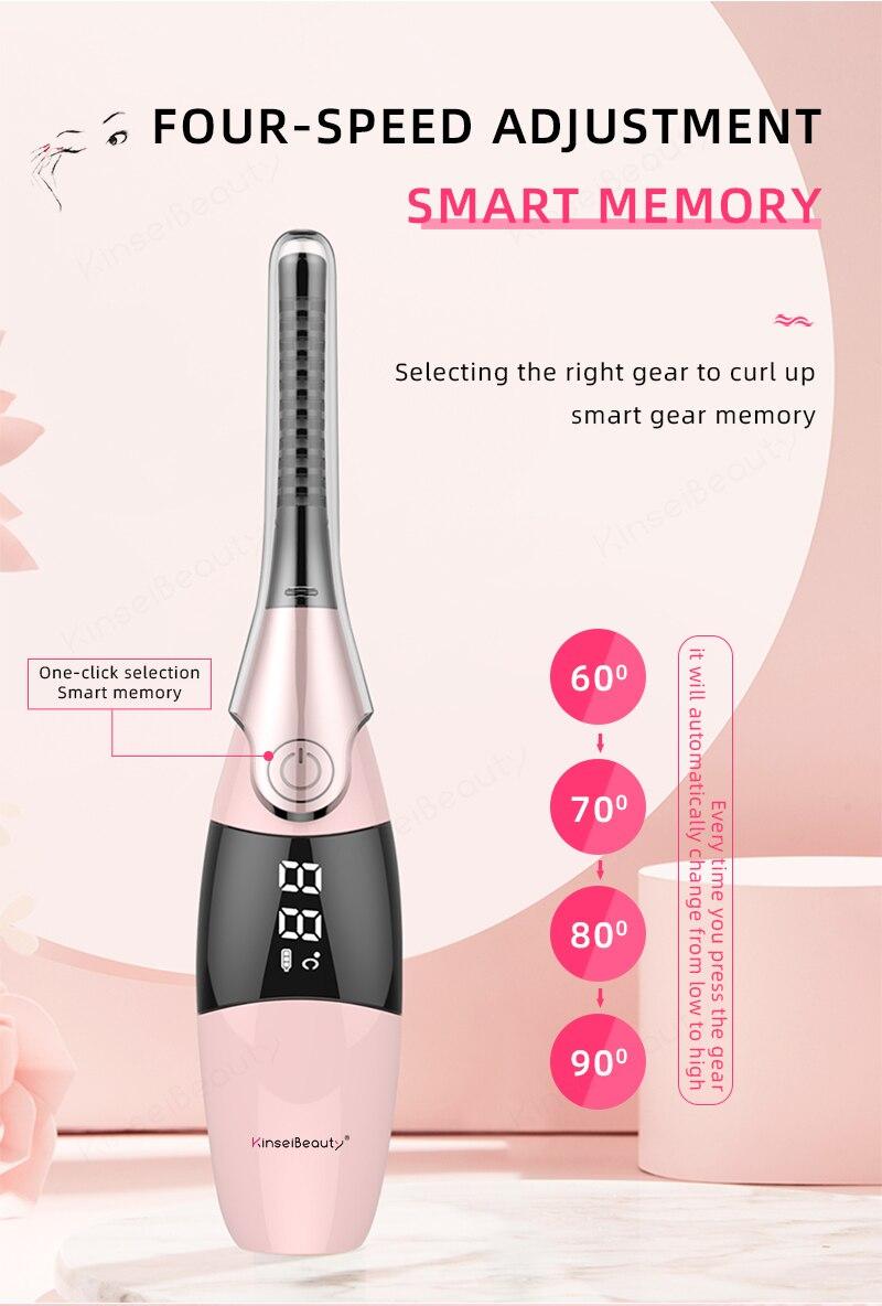 Electric Eyelash Curler Fast Heating Natural Eyelash Curling Iron Temperature Adjustable Makeup Eyelash Curling Pen USB Charging