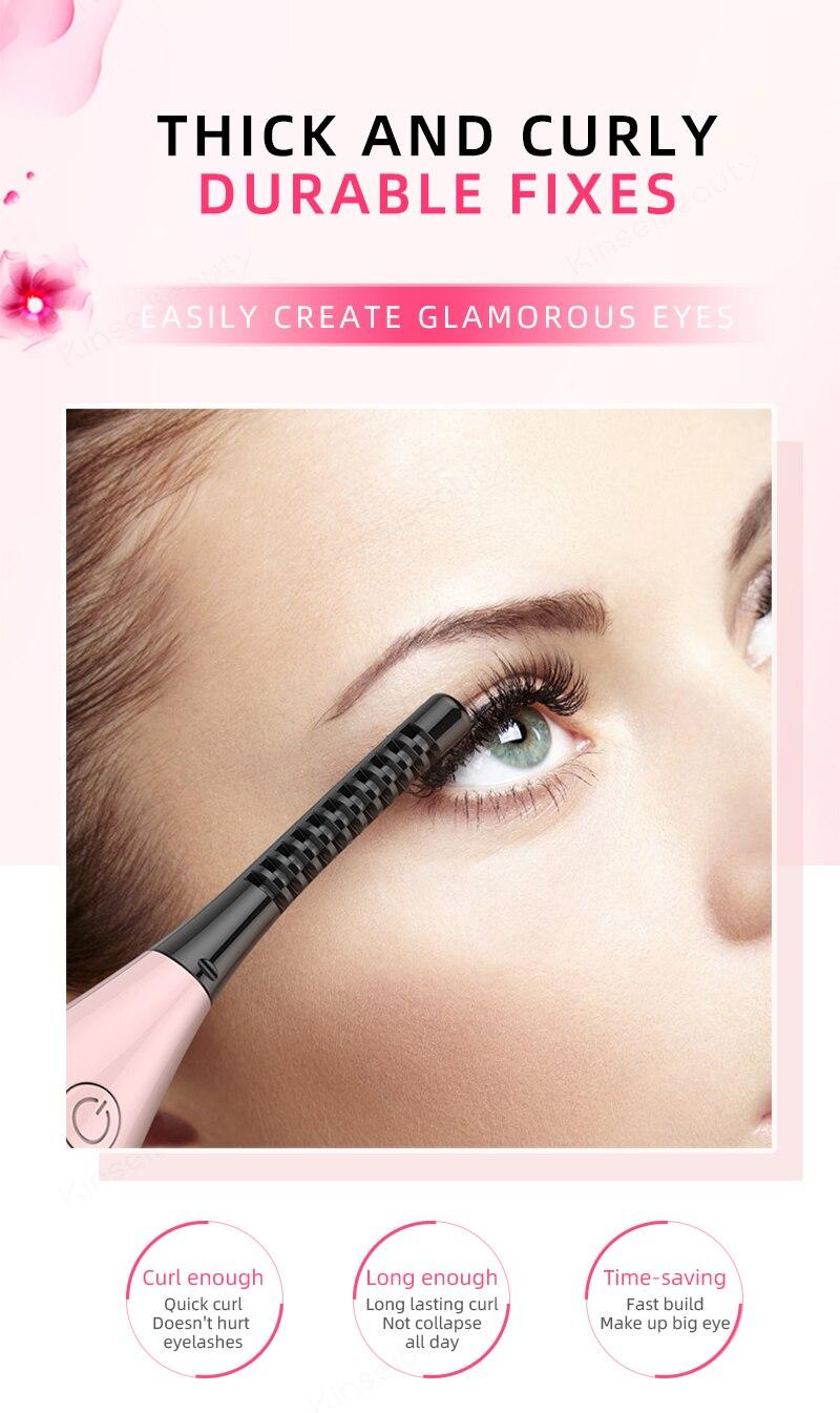 Electric Eyelash Curler Fast Heating Natural Eyelash Curling Iron Temperature Adjustable Makeup Eyelash Curling Pen USB Charging