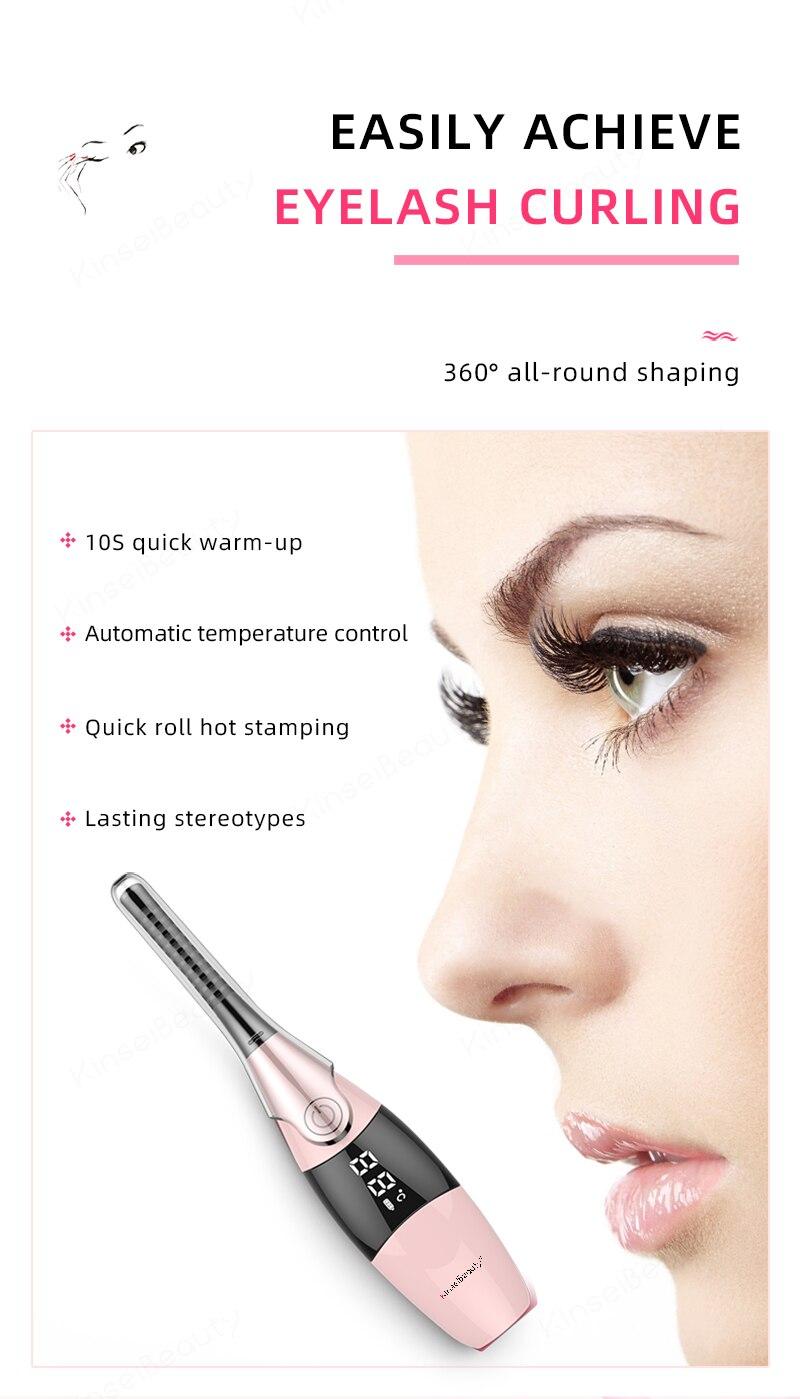 Electric Eyelash Curler Fast Heating Natural Eyelash Curling Iron Temperature Adjustable Makeup Eyelash Curling Pen USB Charging