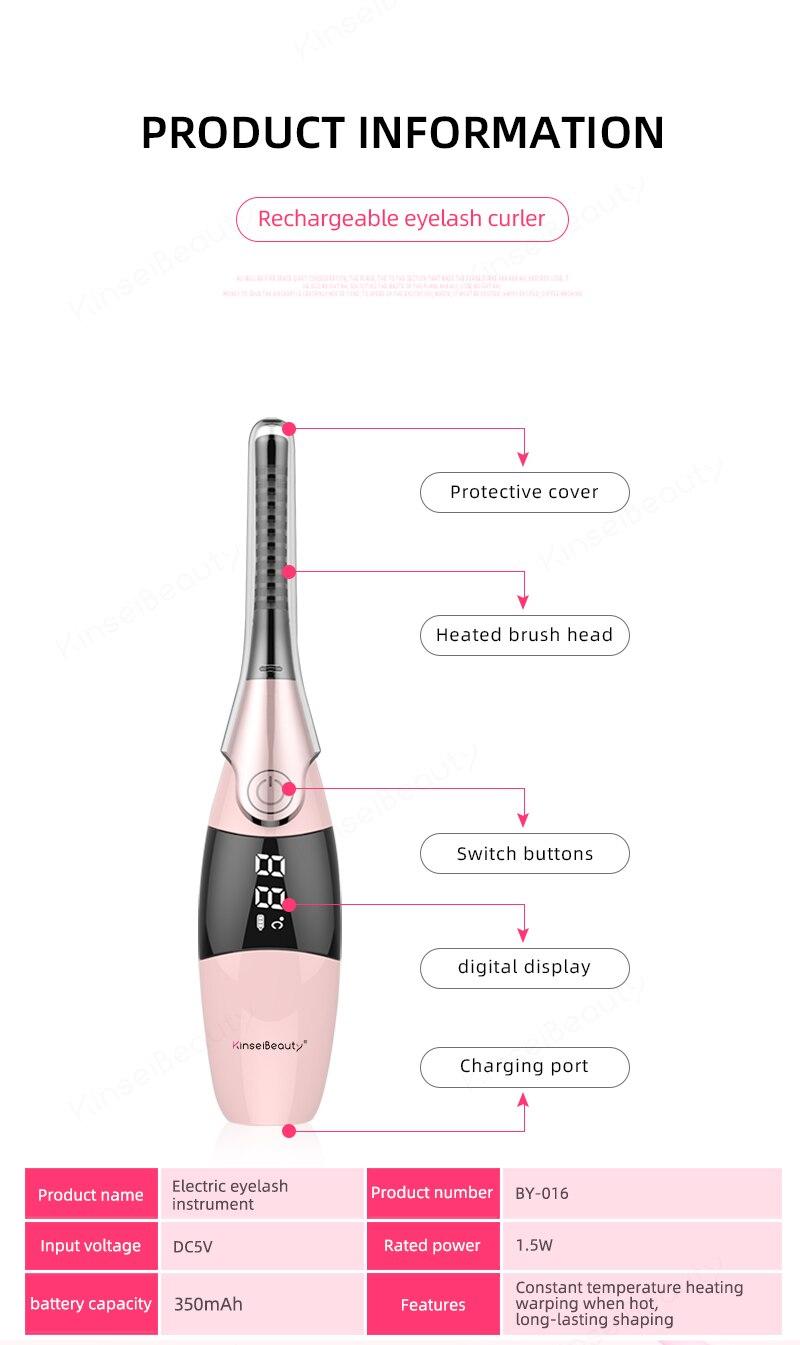 Electric Eyelash Curler Fast Heating Natural Eyelash Curling Iron Temperature Adjustable Makeup Eyelash Curling Pen USB Charging