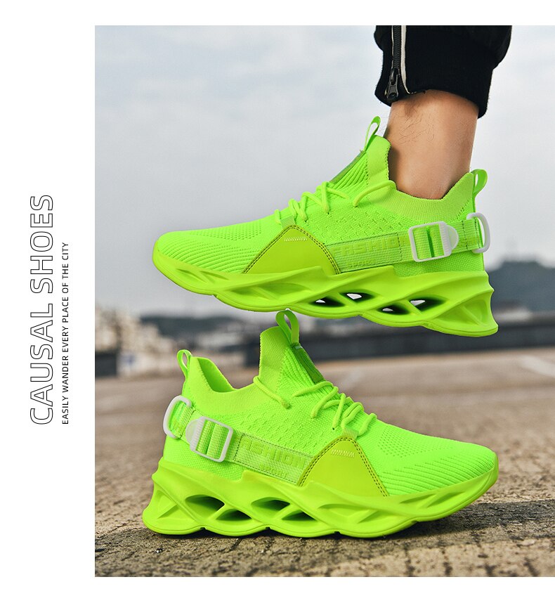 Men Lightweight Blade Running Shoes Shockproof Lack Up Breathable Fashion Male Sneakers Height Increase Walking Mens Gym Shoes