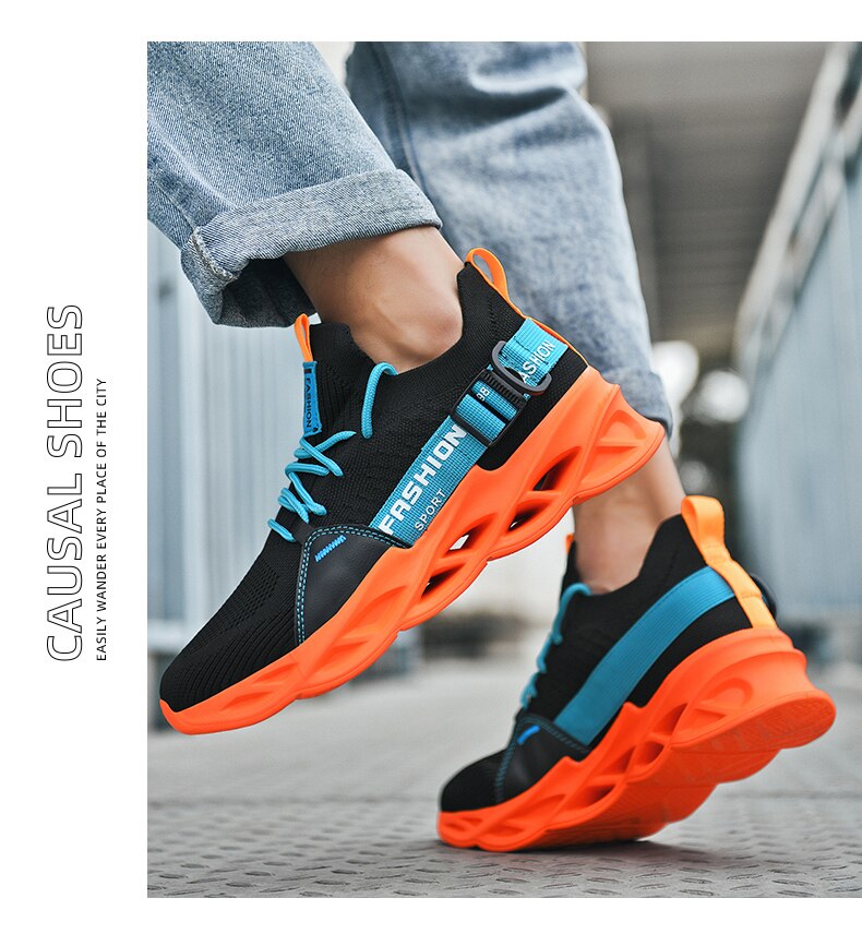 Men Lightweight Blade Running Shoes Shockproof Lack Up Breathable Fashion Male Sneakers Height Increase Walking Mens Gym Shoes