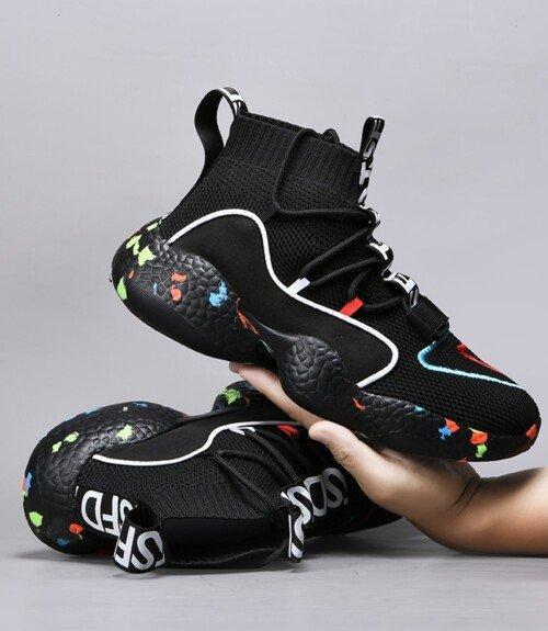 High Top Weaving Women Running Shoes Lover Sock Sneakers Women Breathable Winter Sock Boot Thick Sole Outdoor Dancing Shoes