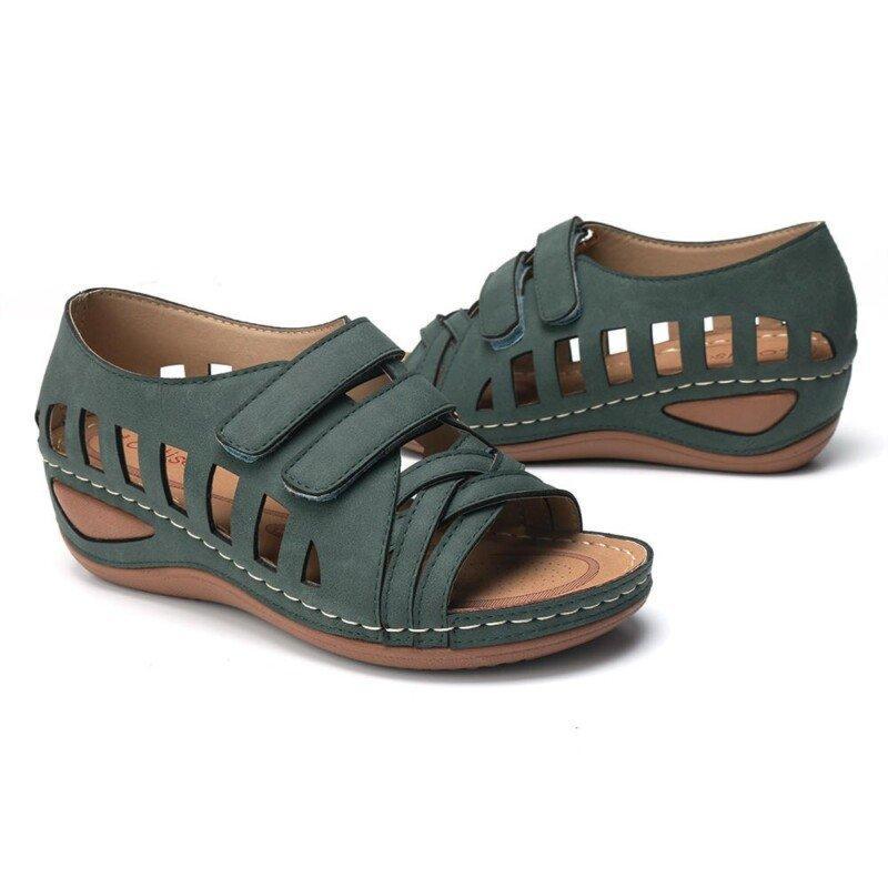 Cross Belt Breathable Pure Color Sandals New Women Sandals Ankle-Wrap Large Size Women Sandals 4