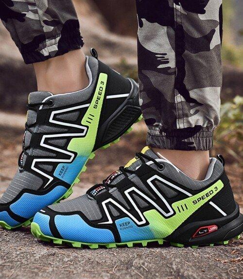 Cycling Men's Shoes Fluorescent Moisture Wicking Anti-Skid Sneakers Shock Absorption Outdoor Sports Shoes