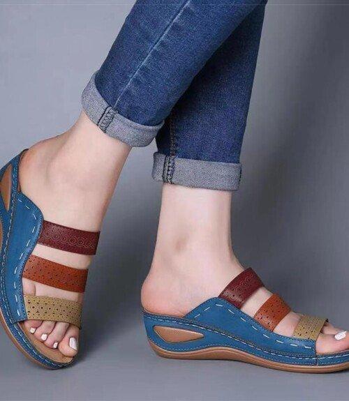 Mix Color Wedges Shoes For Women  Summer Sandals Peep Toe Platform Sandals Shoes Female Heels