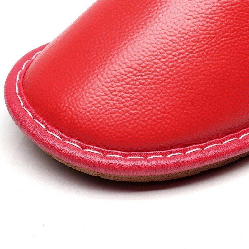 Quality Leather Home Slippers Unisex Warm Plush Slippers Bedroom Genuine Leather Unisex House Indoor Shoes 6