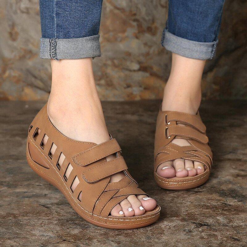 Cross Belt Breathable Pure Color Sandals New Women Sandals Ankle-Wrap Large Size Women Sandals