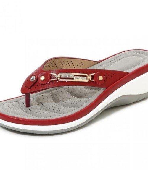 Metal Button Slides Shoes Women's Slippers  Wedge Beach Sandals Women Outside Platform Leisure Flip Flops Slippers