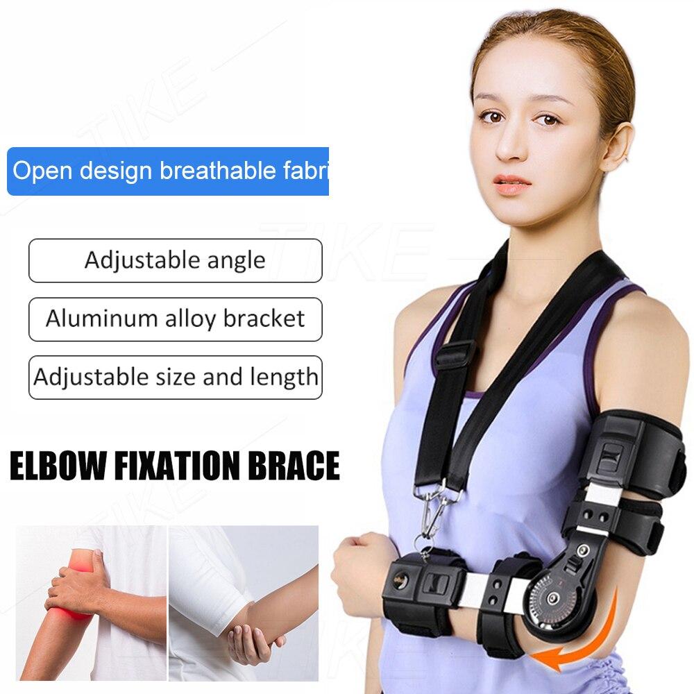TIKE Adjustable Hinged Elbow Brace, Adjustable Post Op Elbow Brace with Strap for Support Post Op Injury Recovery Left Right Arm