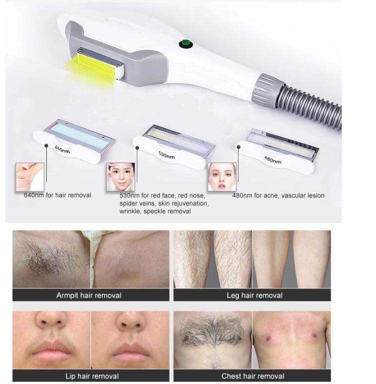 IPL OPT SHR Hair Removal Laser Machine Skin Care Rejuvenation With 530nm 590nm 640nm Filters For Permanent Use