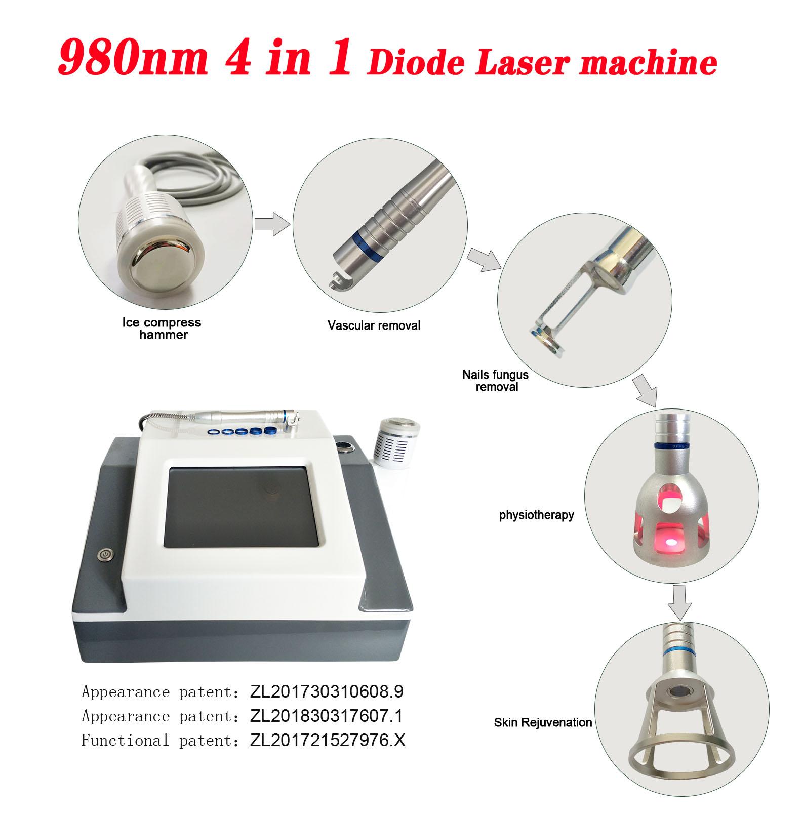 BEST 30W 4 in 1 980nm Diode Laser Vessel Removal Machine to remove spider veins 980 Vessels to remove nail fungus