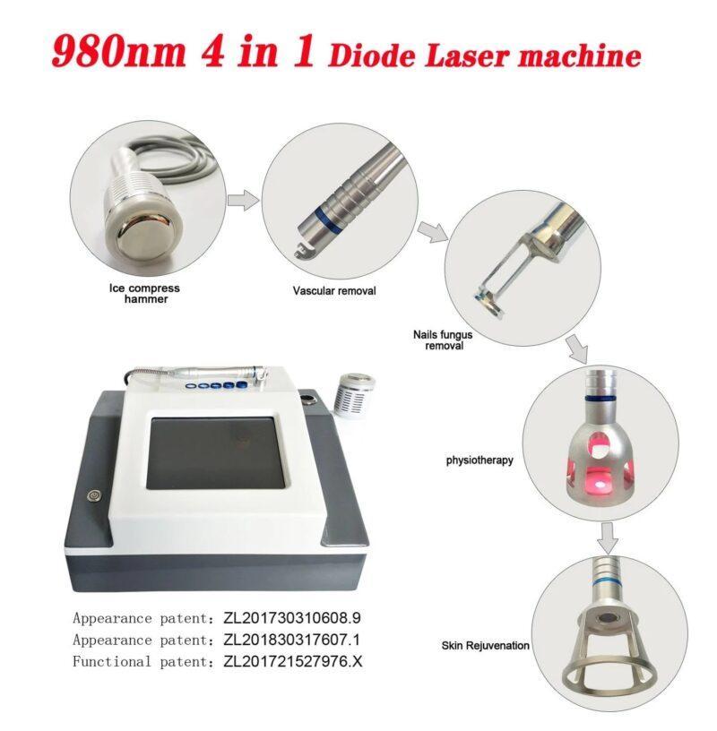 30W 4 in 1 980nm Diode Laser Vascular Removal Machine Remove Spider Veins 980 Diode Laser Blood Vessels Removal Nail Fungus - Image 3