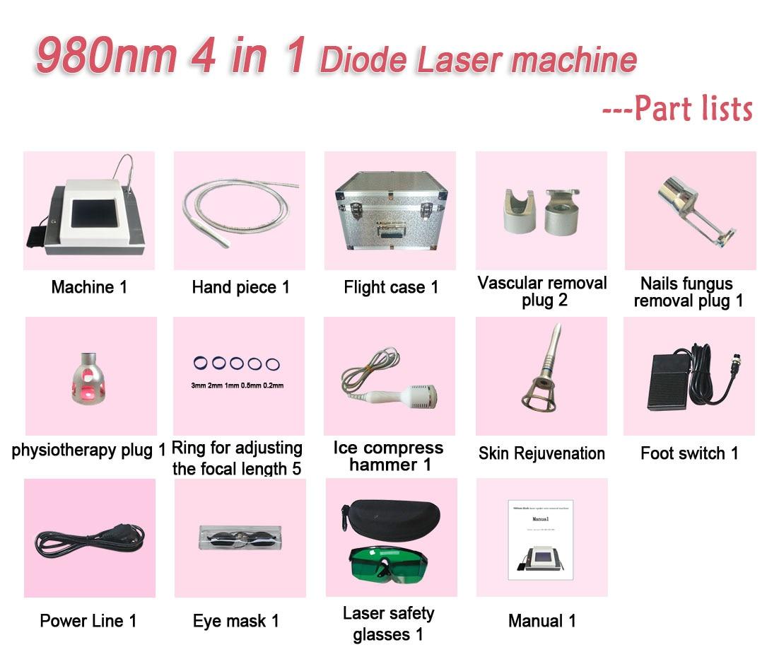 BEST 30W 4 in 1 980nm Diode Laser Vessel Removal Machine to remove spider veins 980 Vessels to remove nail fungus