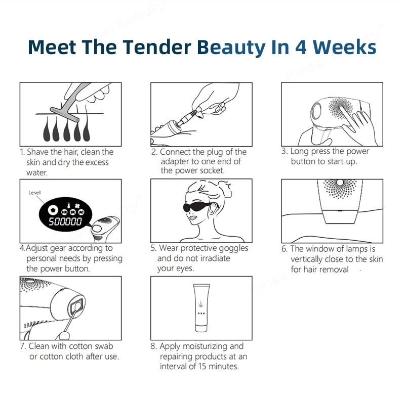 IPL Laser Hair Removal Machine Depilador a Laser IPL Laser Epilator Permanent Hair Removal Electric Depilador 500000 Flashes