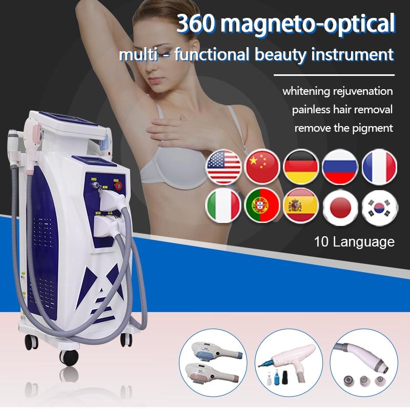 Double Screen ND YAG Laser Hair Removal Machine SHR OPT IPL Elight Tattoo Removal Black Face Doll Carbon Peeling for Salon Spa