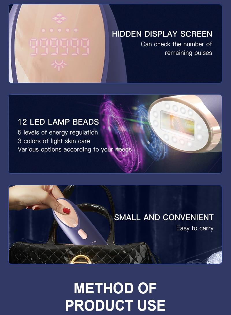 ANLAN IPL Hair Removal 999999Flashes 3 Color Light Skin Care IPL Laser Hair Removal Permanent Painless Whole Body Laser Epilator