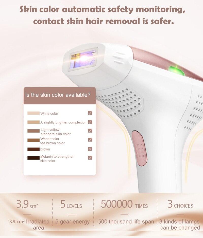 MLAY IPL Hair remover device 500000 Flashes Permanent Hair Removal Machine Bikini Trimmer Face Body Underarm Electric depilador