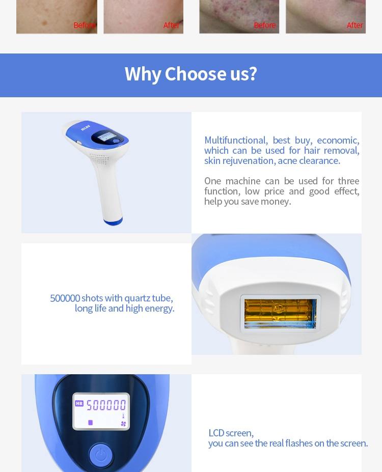 Mlay Laser Hair Removal Malay Laser Permanent IPL Hair Removal Machine for Woman With 3 Hair Removal Lamp depilador a laser