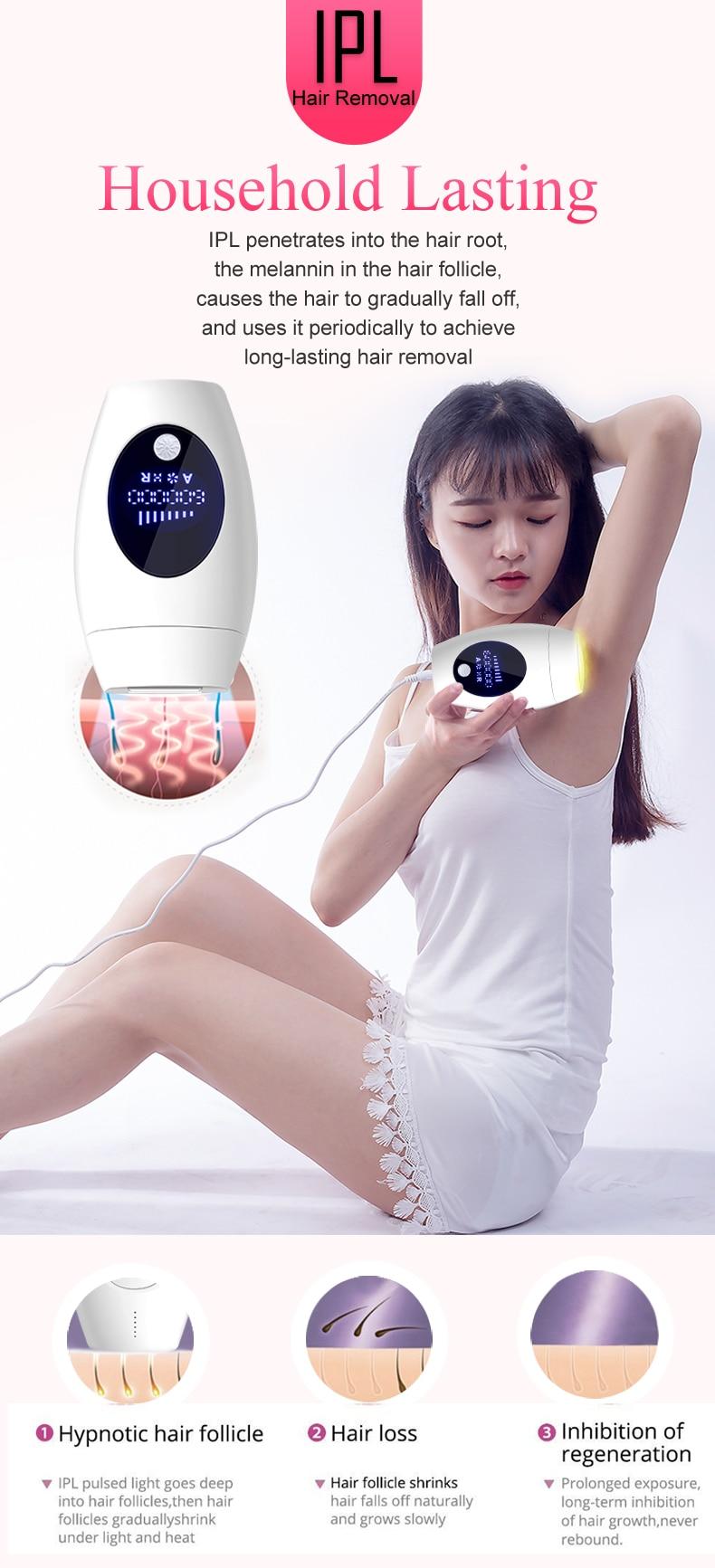 Mini 600000 flash permanent epilator laser hair removal machine electric for household permanent lip hair under the private part