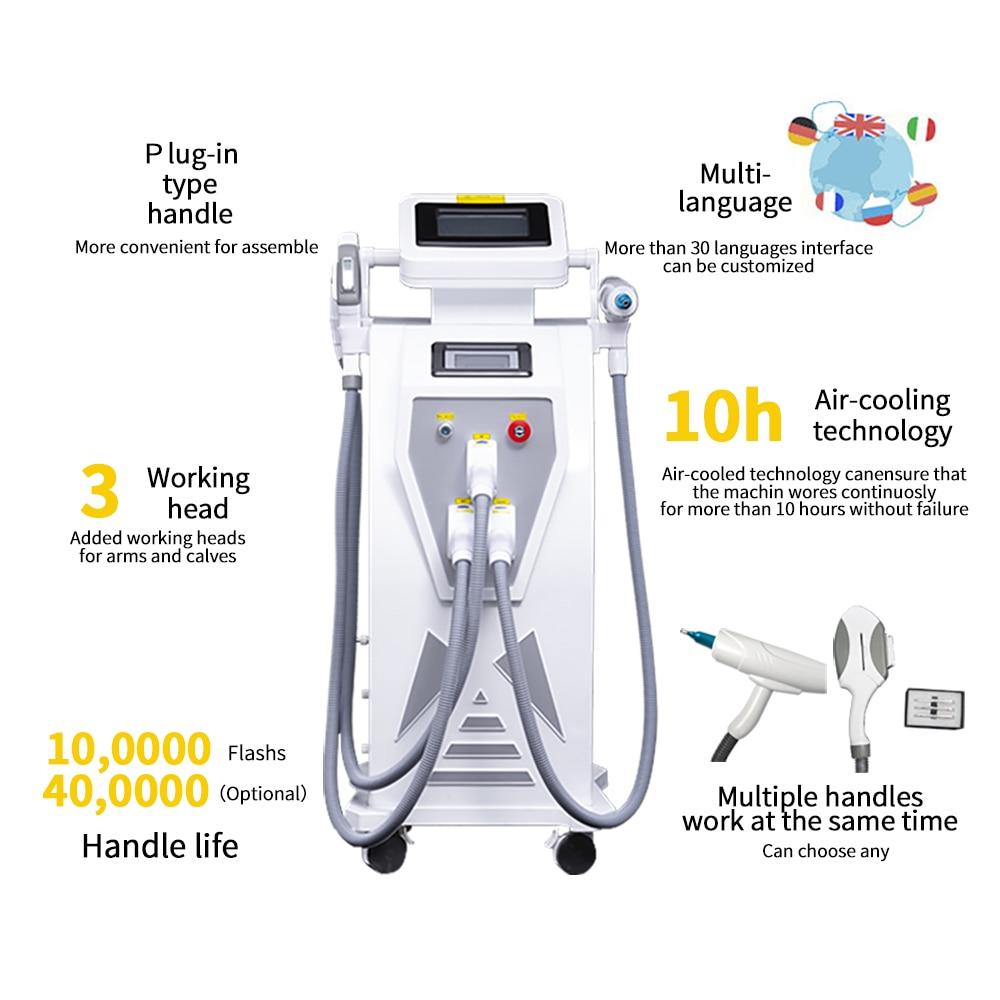 Professional Double Screen 3 In 1 IPL Laser Hair Removal Machine Tattoo Removal Laser Skin Rejuvenation Laser Epilator With RF