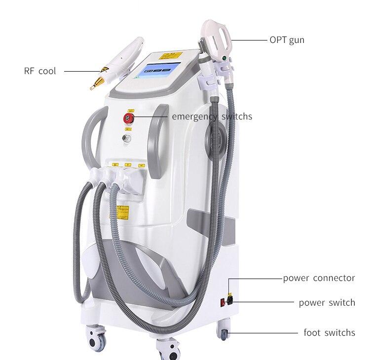 Factory Price IPL SHR / RF / Elight / ND Yag Laser for Black Carbon Wrist Skin Peeling Hair Removal and Tattoo Removal Machine