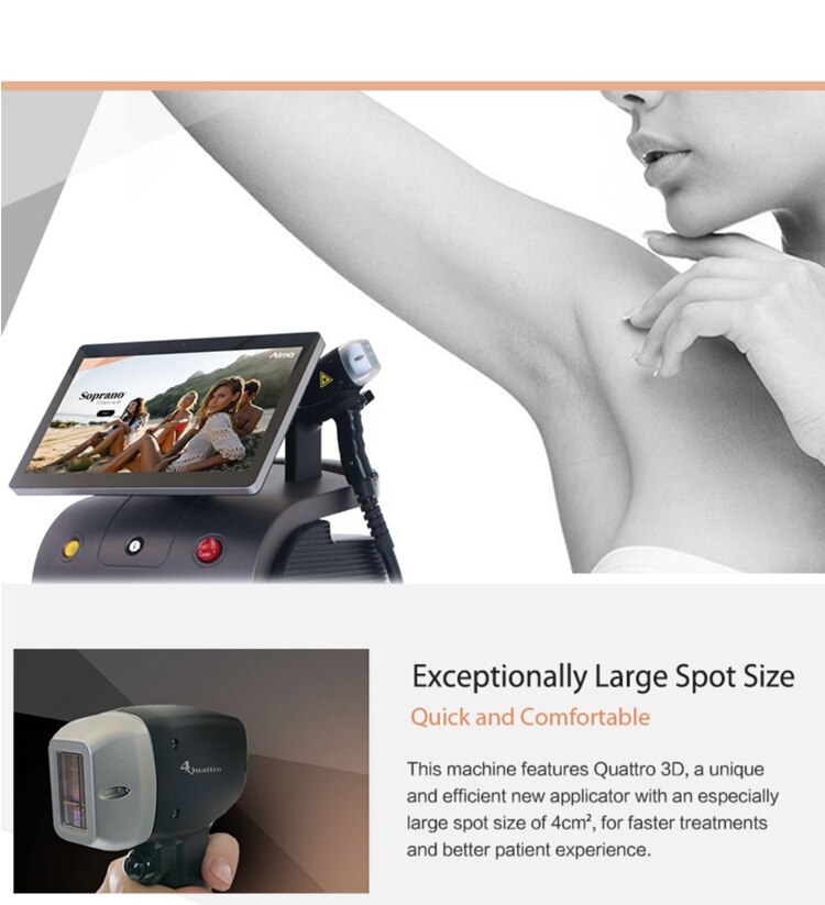 Ice Titanium Soprano Instrument Painless Permanent Epilator 755 808 1064nm Triple Wavelength Diode Laser Hair Removal Machine