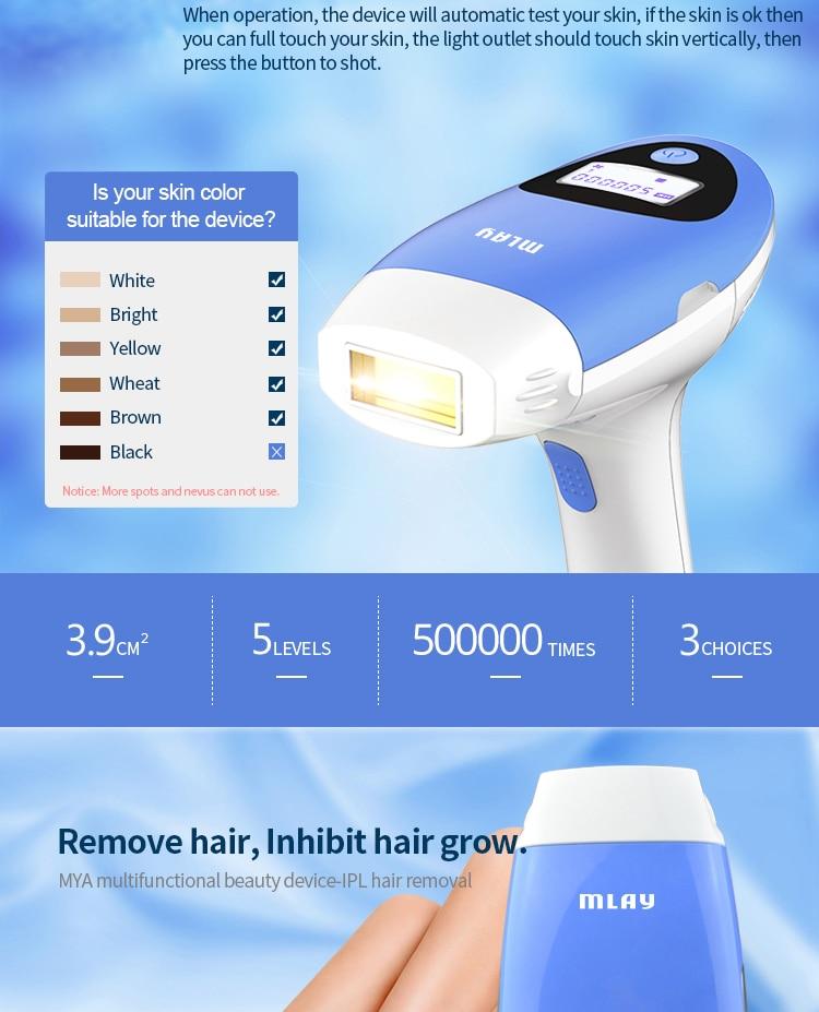 MLAY T3 IPL Laser Epilator Laser Hair Removal Device with 500000 Shots Home Use Photo Depilador for Women Laser Hair Removal