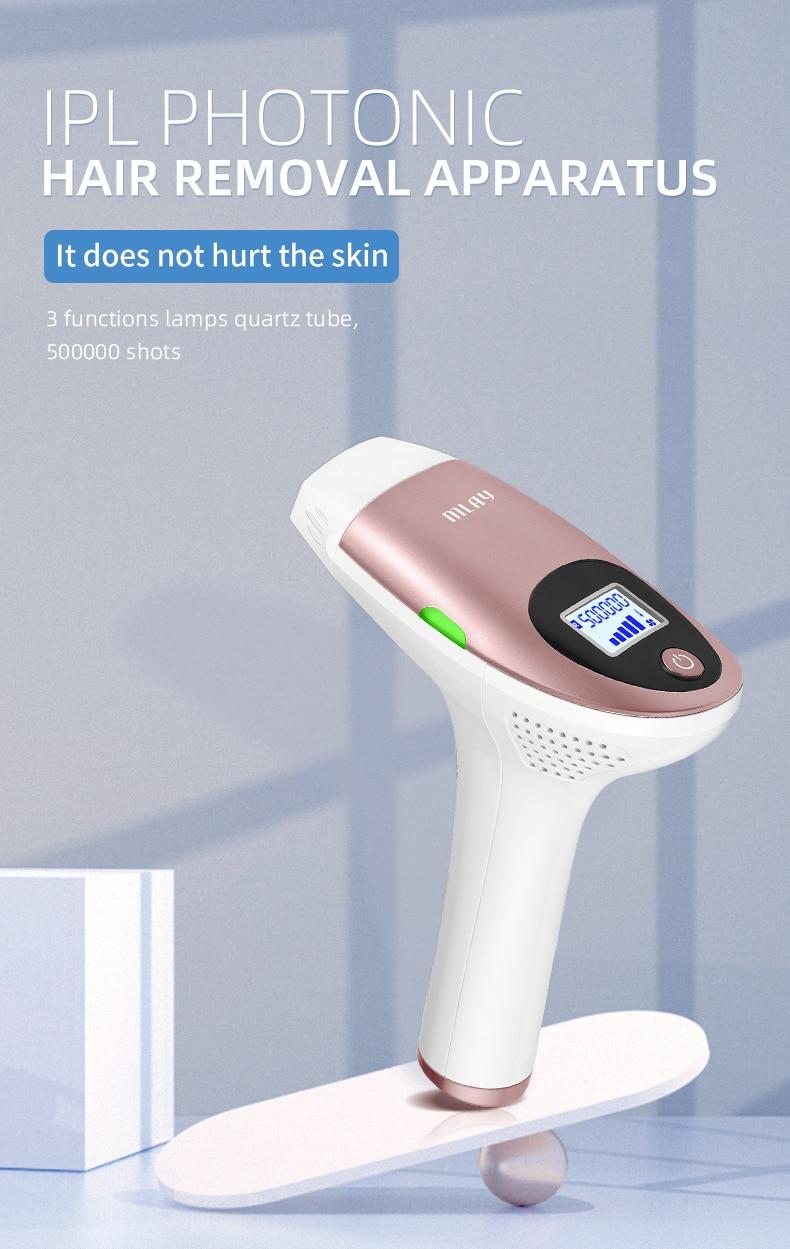 MLAY IPL Hair Removal Machine Permanent Epilator Body Electric Malay Female Epilator 500000 Flashes T3 Quickly Delivery