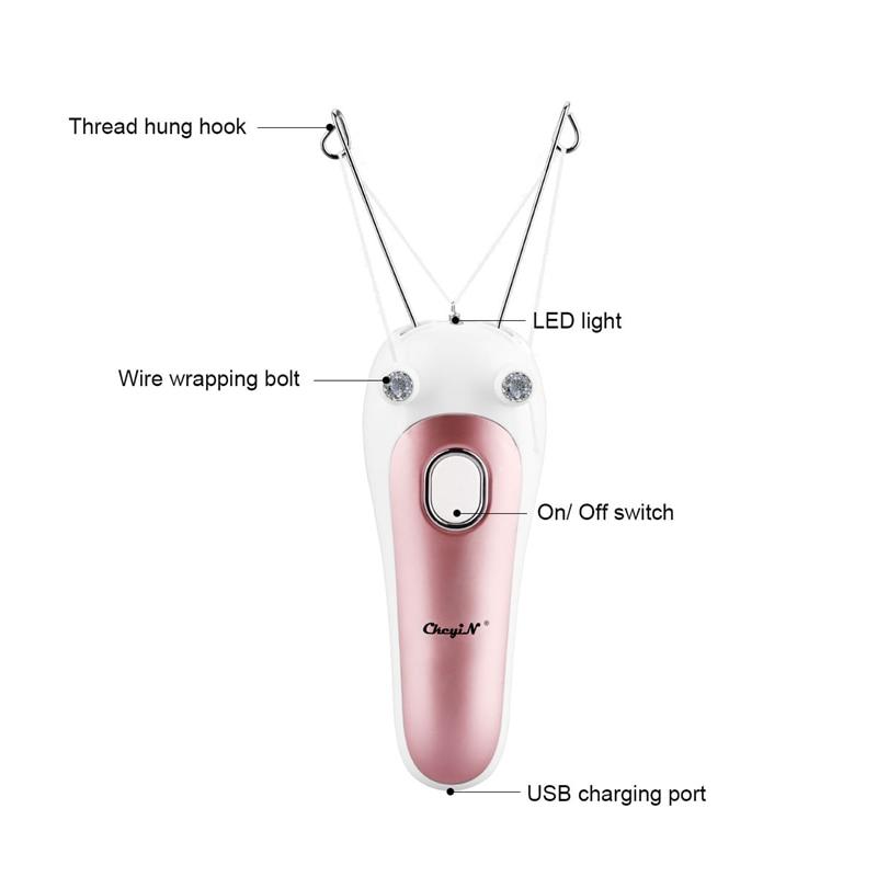 Ckeyin Electric Facial Hair Remover Female Body leg Face Cotton Thread Epilator Shaver Mini Women Hair Removal Beauty Machine 50