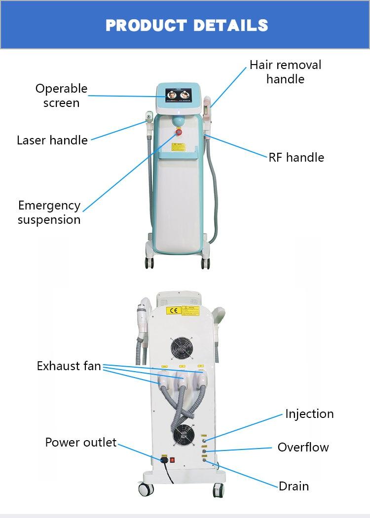 Newest 3 in 1 Permanent Hair Removal Skin Rejuvenation Machine OPT RF Nd-Yag Laser E-light IPL SHR 360 Magneto Optical System