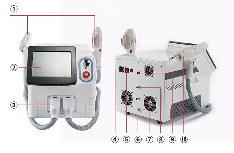 Portable OPT/SHR IPL Hair Removal &ND YAG Laser Tattoo Removal Carbon Stripping Machine For Salon With CE