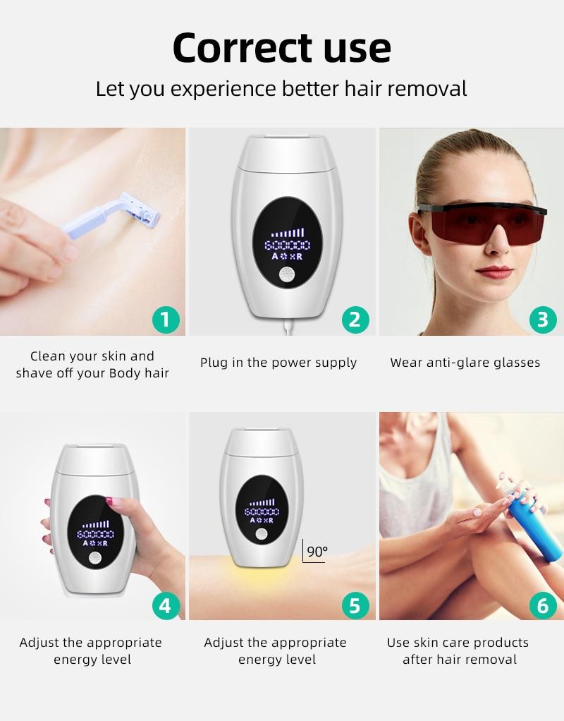 600000 flash Professional Permanent IPL Laser Depilator hair remover machine Photoepilator for women with replacement lamp head