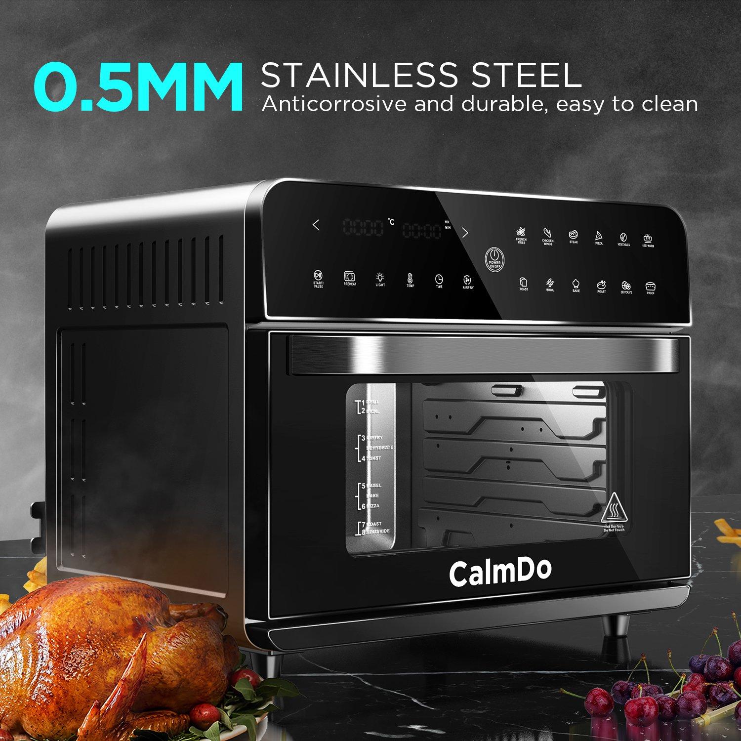 CalmDo 1800W 25L Smart Air Fryer Oven Toaster Rotisserie Dehydrator Countertop Oven With LED Digital Touch Screen Air Fryer Oven