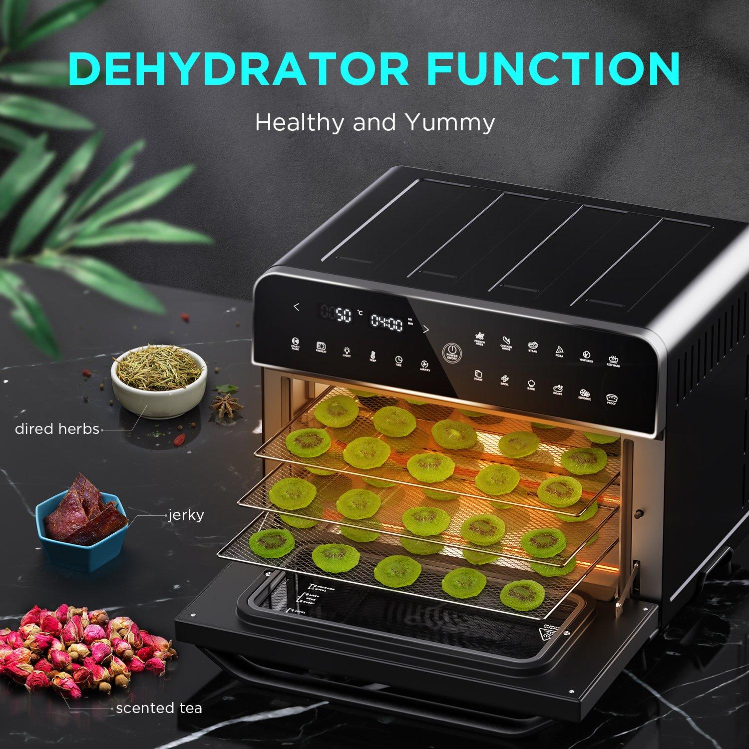 CalmDo 1800W 25L Smart Air Fryer Oven Toaster Rotisserie Dehydrator Countertop Oven With LED Digital Touch Screen Air Fryer Oven