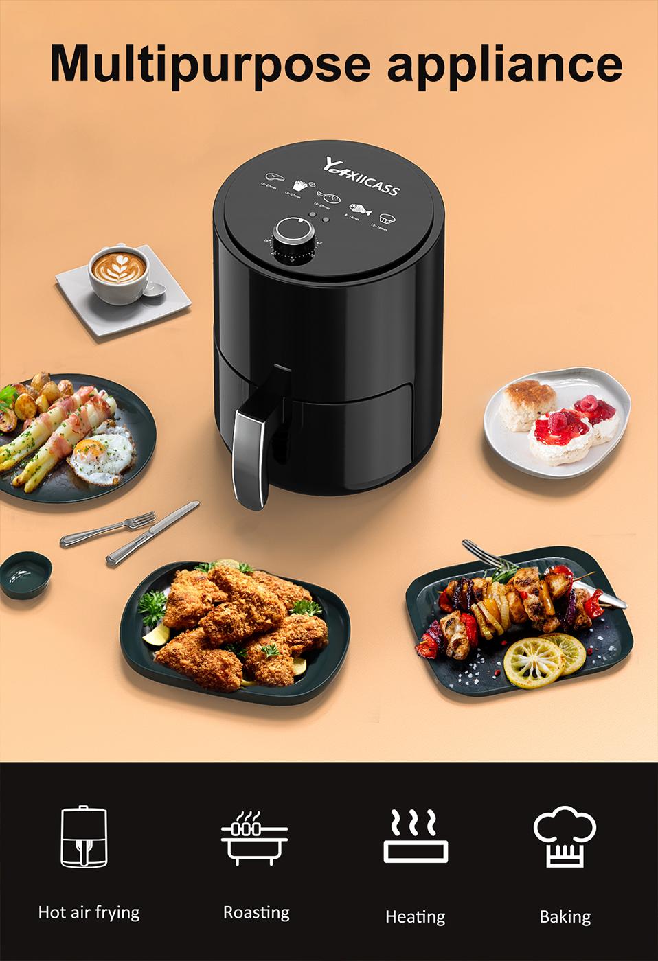 YAXIICASS 3.2L Large Capacity Air Fryer 360° Baking Deep Fryer Without Oil With Timer Control Electric Oven For Home Smart Frier