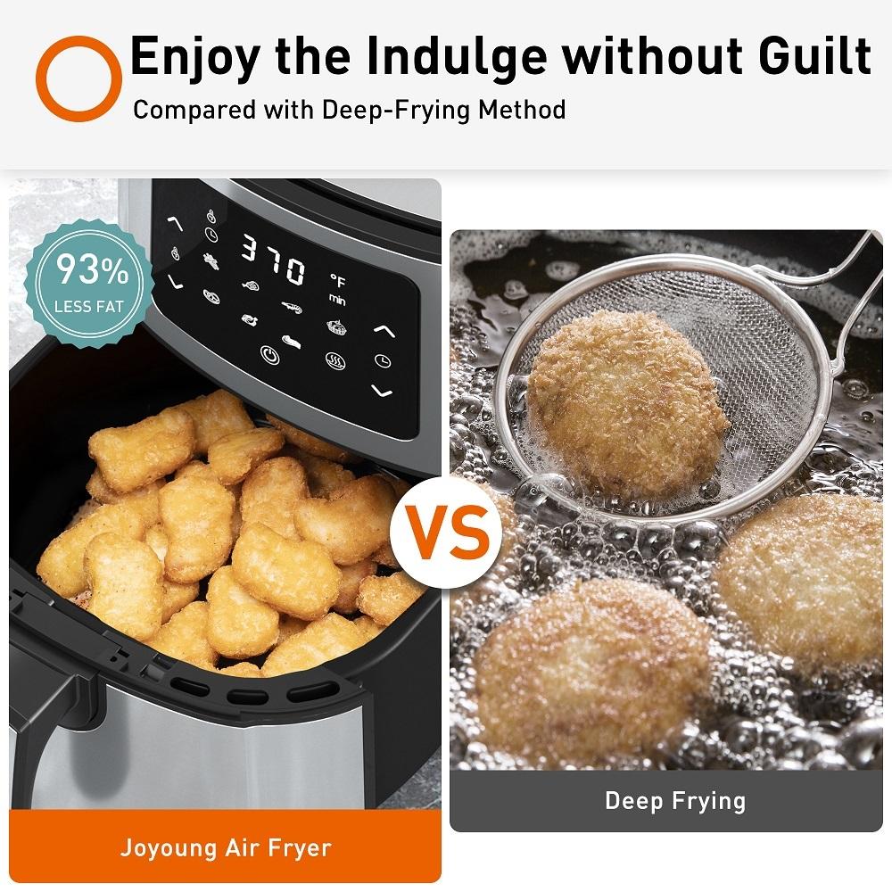 JOYOUNG Air Fryer Oven 5.8Qt Big Capacity Air Fryer Toaster Oven, 8 Presets with AirFryer Cookbook, 1400W, LED Digital Screen,