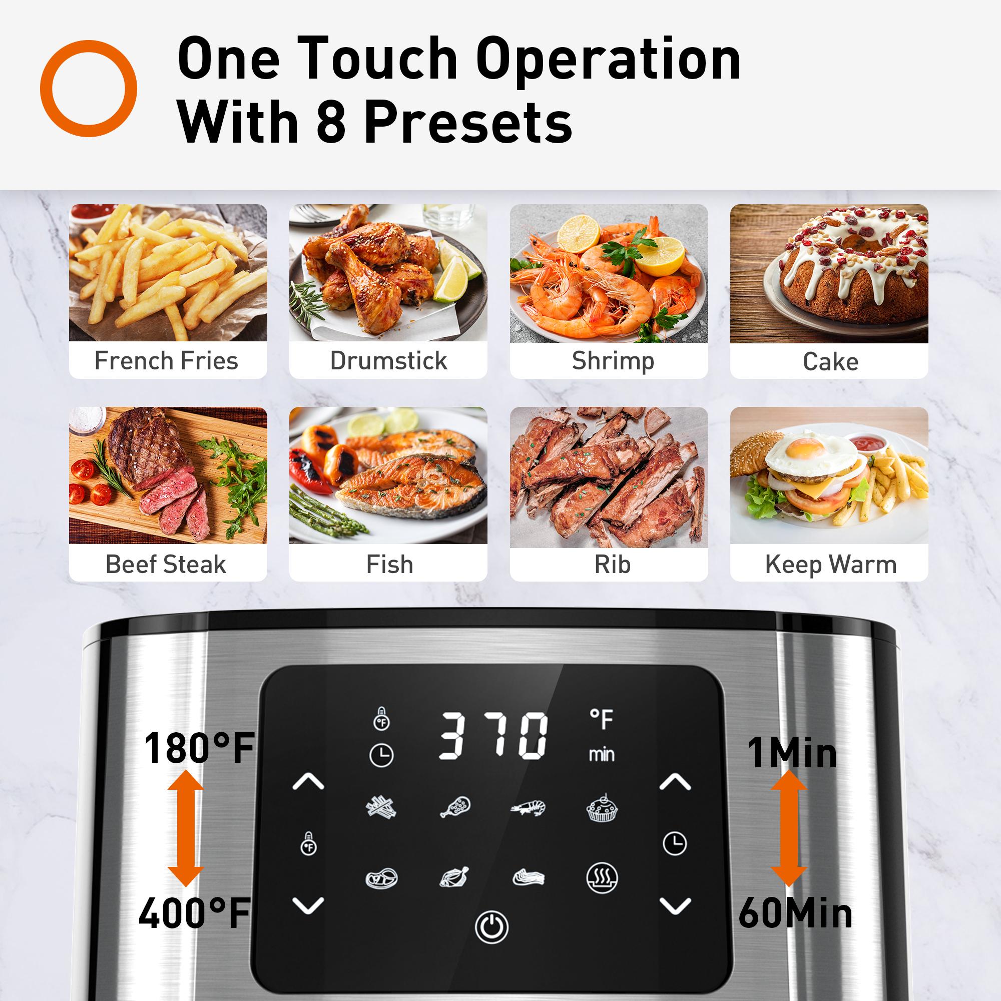 JOYOUNG Air Fryer Oven 5.8Qt Big Capacity Air Fryer Toaster Oven, 8 Presets with AirFryer Cookbook, 1400W, LED Digital Screen,