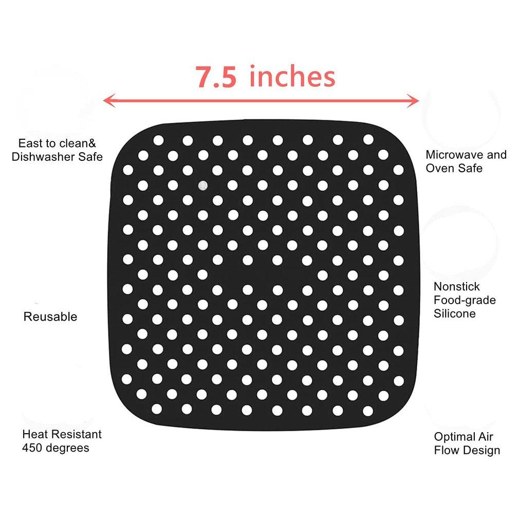 1PC Reusable Square Air Fryer Silicone Accessories Air Fryer Non-stick Durable Pad Scale Place Mat Kitchenware Black/Red