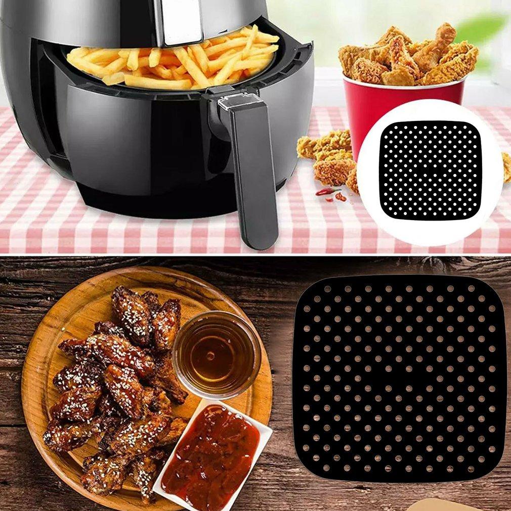 1PC Reusable Square Air Fryer Silicone Accessories Air Fryer Non-stick Durable Pad Scale Place Mat Kitchenware Black/Red