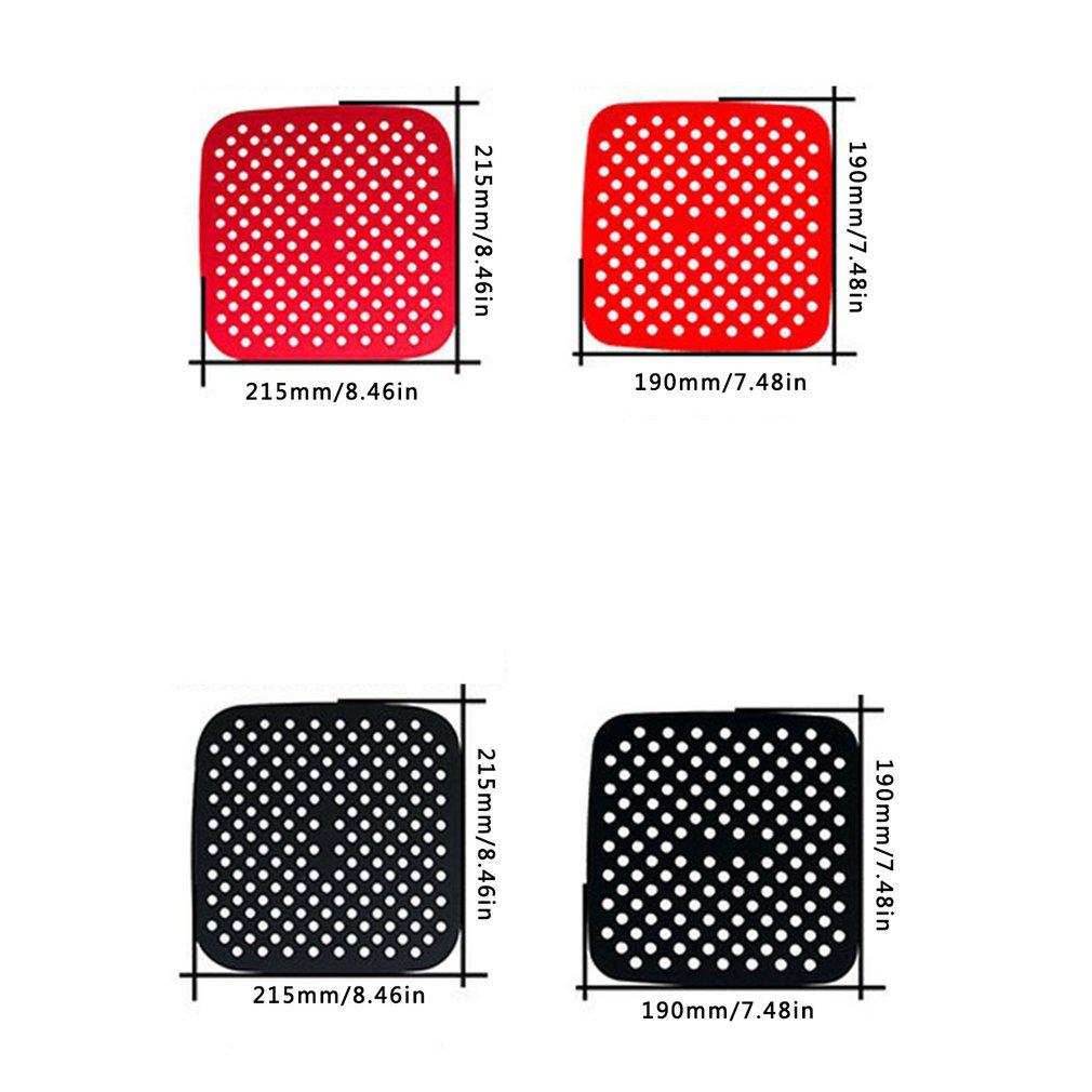 1PC Reusable Square Air Fryer Silicone Accessories Air Fryer Non-stick Durable Pad Scale Place Mat Kitchenware Black/Red