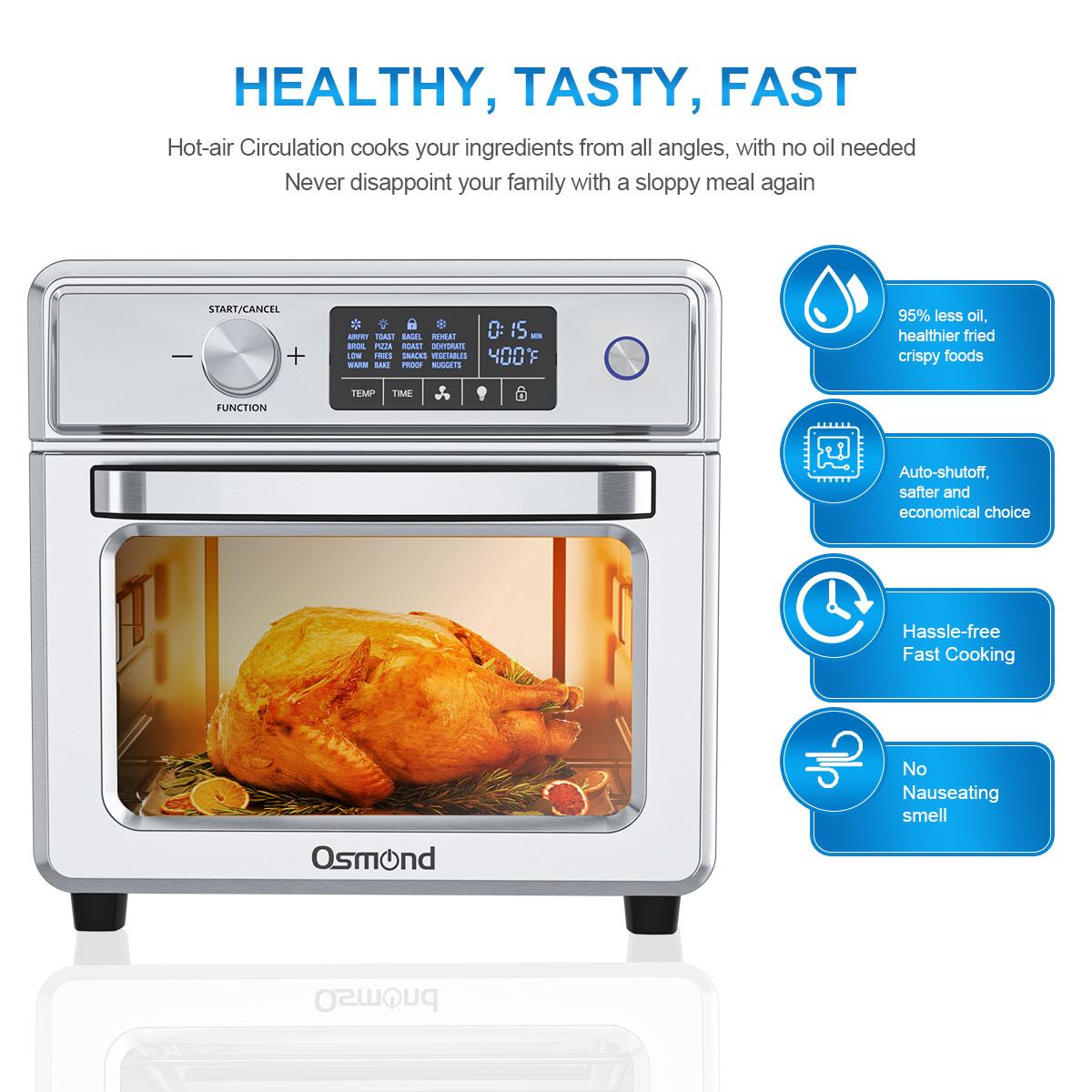 OSMOND 21L/22QT 1700W Electric Air Fryer Oven 16 In 1 Multi-function Air Oven LED Touch Screen Healthy Cooking Air Fryer