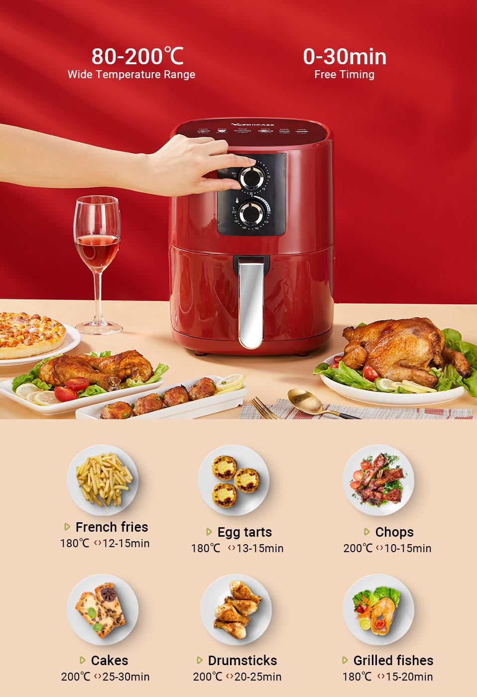 YAXIICASS Air Fryer without Oil 5L Large Capacity Air Frier Household Intelligent Fryers Multi-Function Electric Oven With Timer