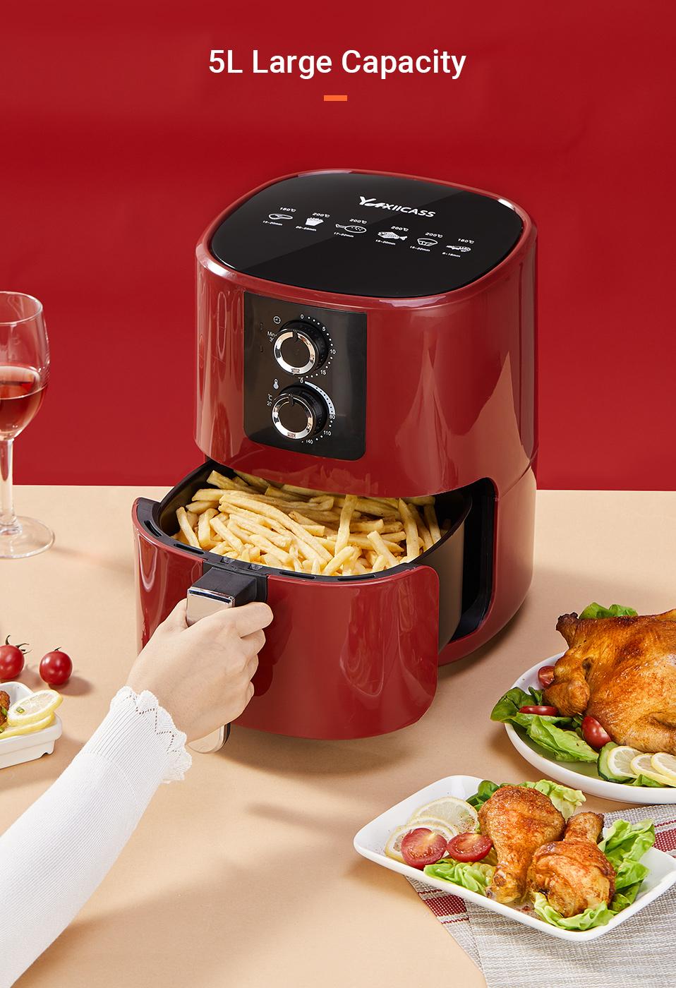 YAXIICASS Air Fryer without Oil 5L Large Capacity Air Frier Household Intelligent Fryers Multi-Function Electric Oven With Timer