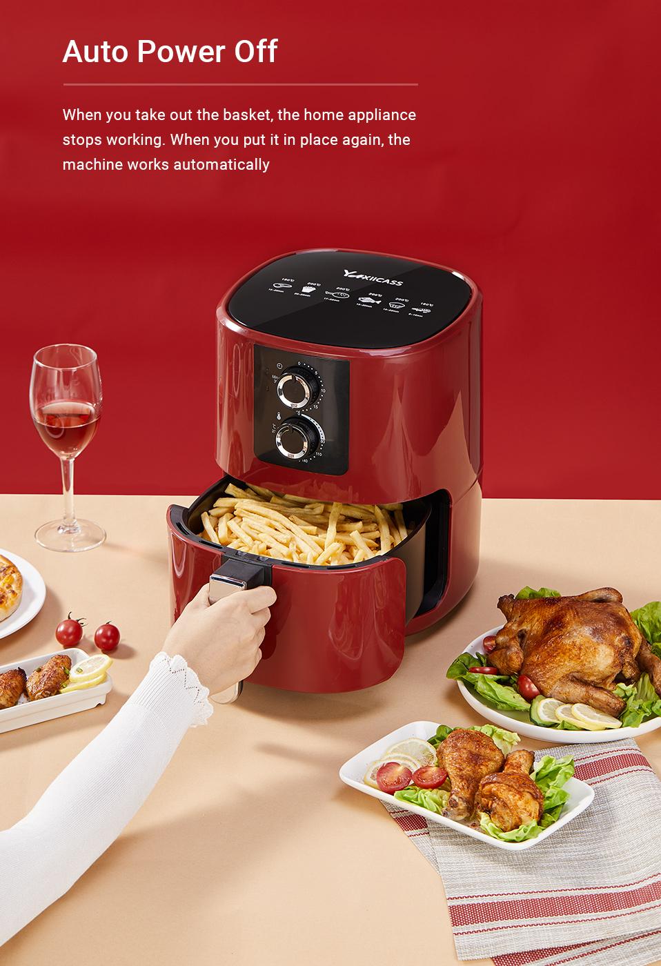 YAXIICASS Air Fryer without Oil 5L Large Capacity Air Frier Household Intelligent Fryers Multi-Function Electric Oven With Timer