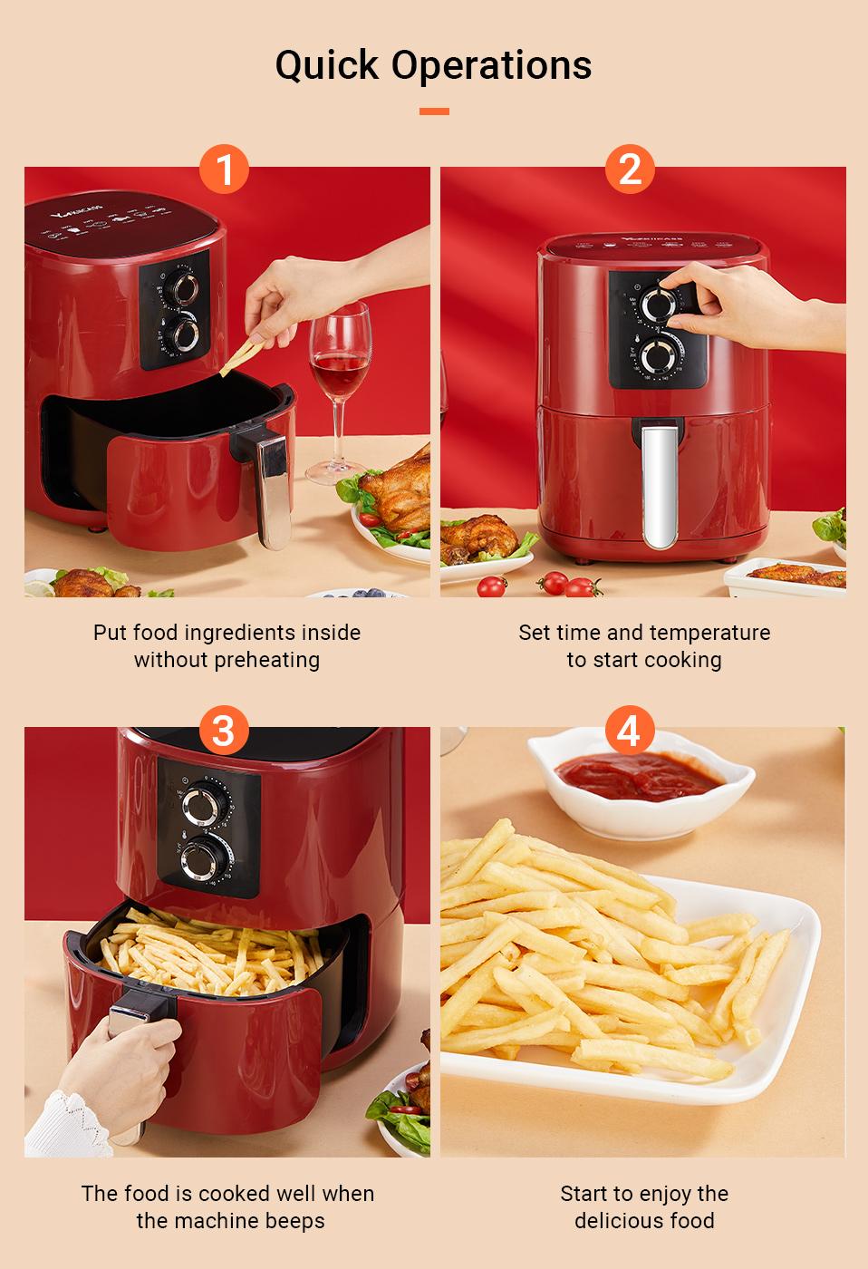 YAXIICASS Air Fryer without Oil 5L Large Capacity Air Frier Household Intelligent Fryers Multi-Function Electric Oven With Timer