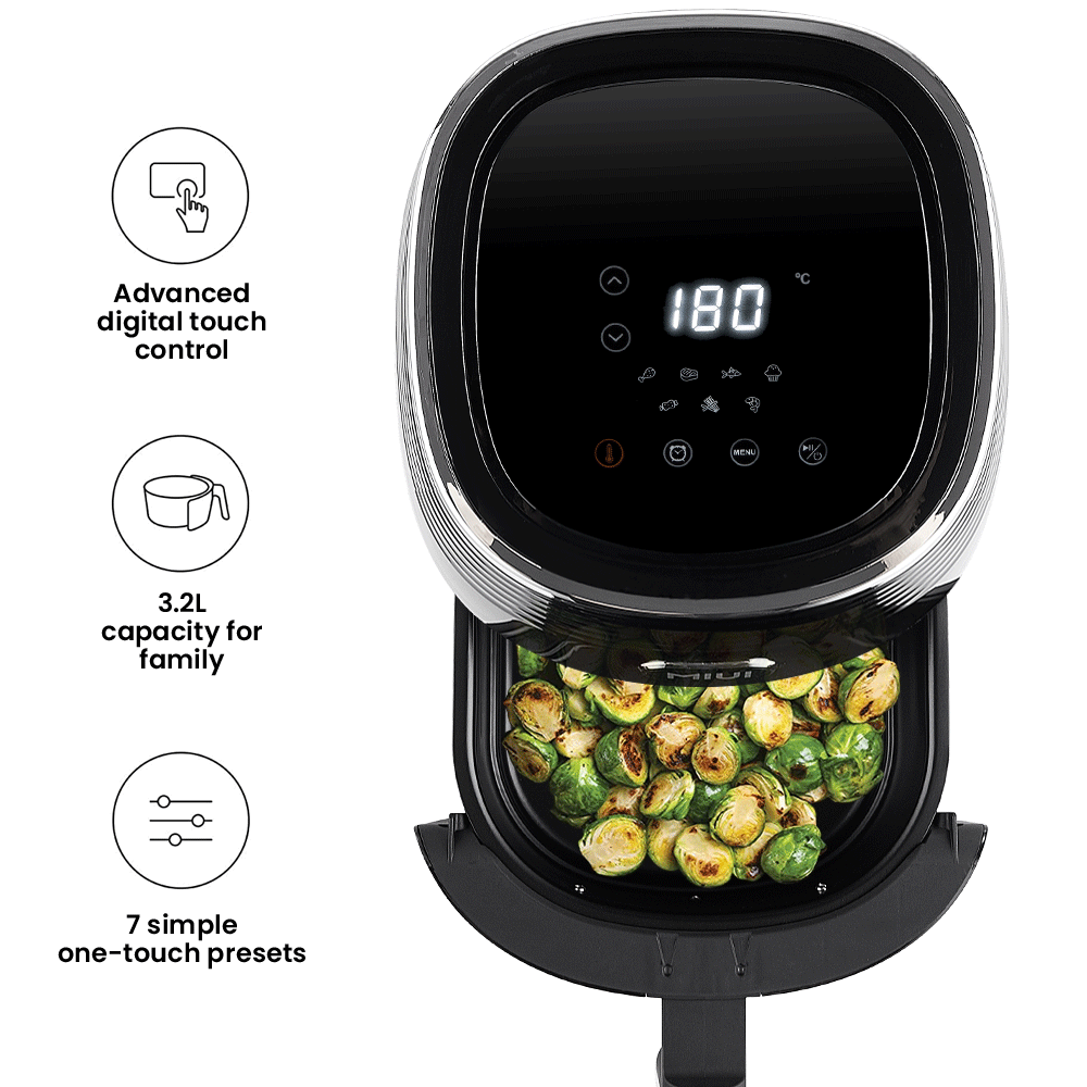 MIUI 3.2L Touch Screen Air Fryer, Home Oil-Free Electric Fryer Oven, 2022 Microfat Earl Series 1300-1500W, French Fries & Roaste