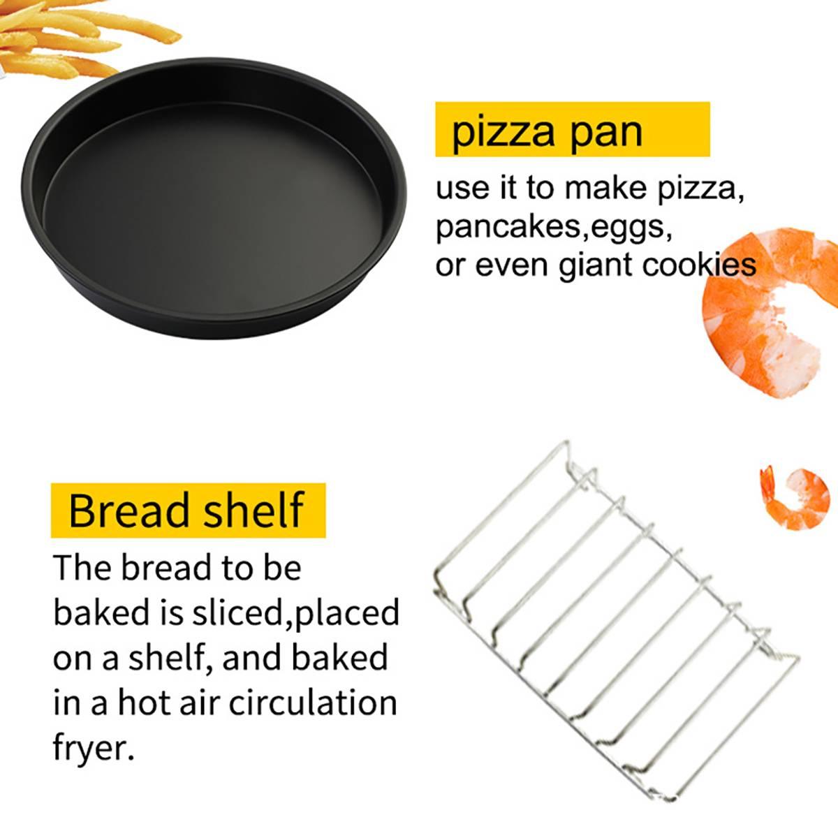 12pcs Air Fryer Accessories 8 Inch Fit for Airfryer 5.2-5.8QT Baking Basket Pizza Plate Grill Pot Kitchen Cooking Tool for Party