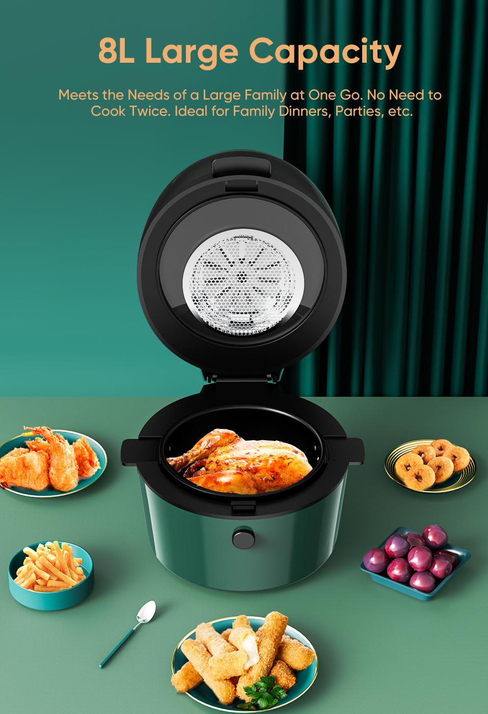 YAXIICASS Electric Air Fryer 8L Large Capacity Fryers Without Oil Air Fryer Free Shipping Oil-Free Air Fryer With Visual Window