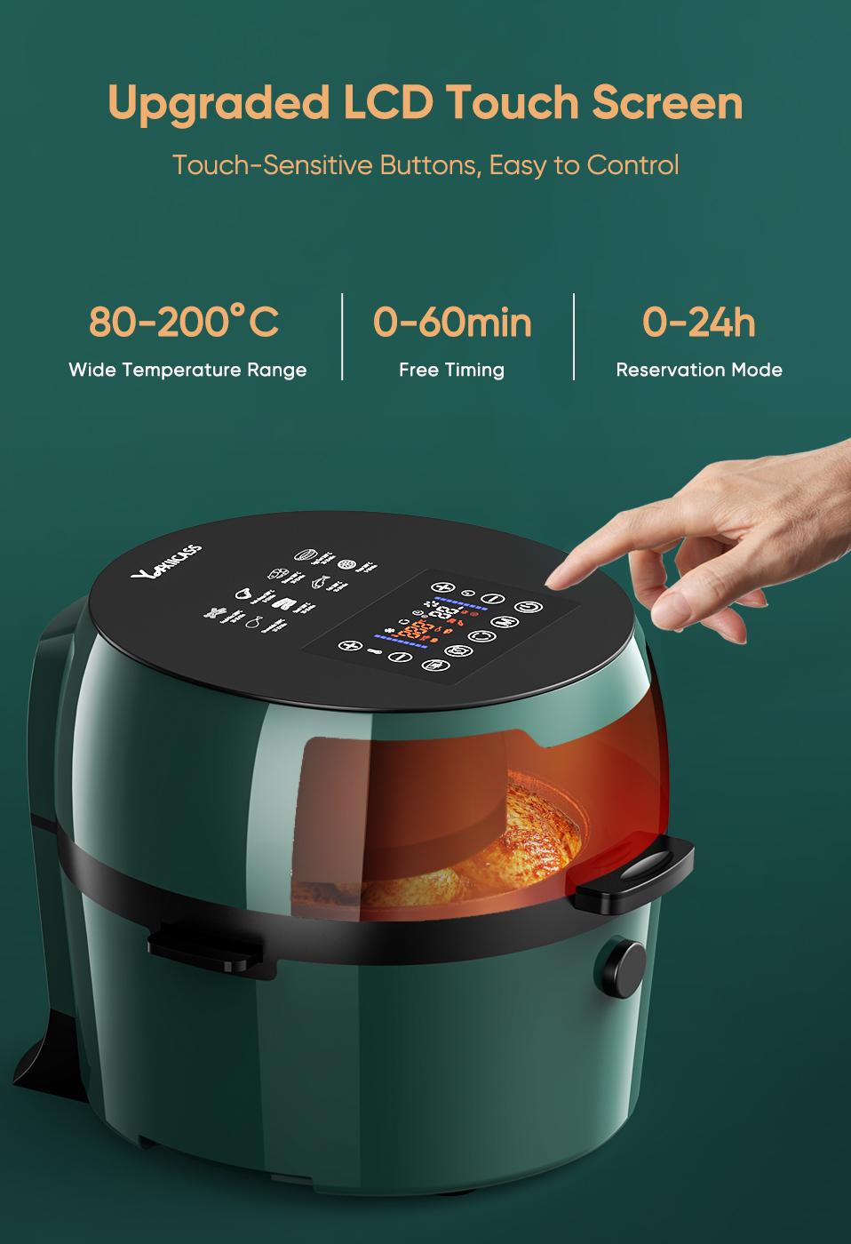 YAXIICASS Electric Air Fryer 8L Large Capacity Fryers Without Oil Air Fryer Free Shipping Oil-Free Air Fryer With Visual Window